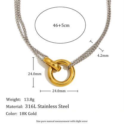 MamacitaSlay Minimalist Stainless Steel Ring Double Color Necklace Suitable For Women's Charm Waterproof Neck Jewelry Party Gift