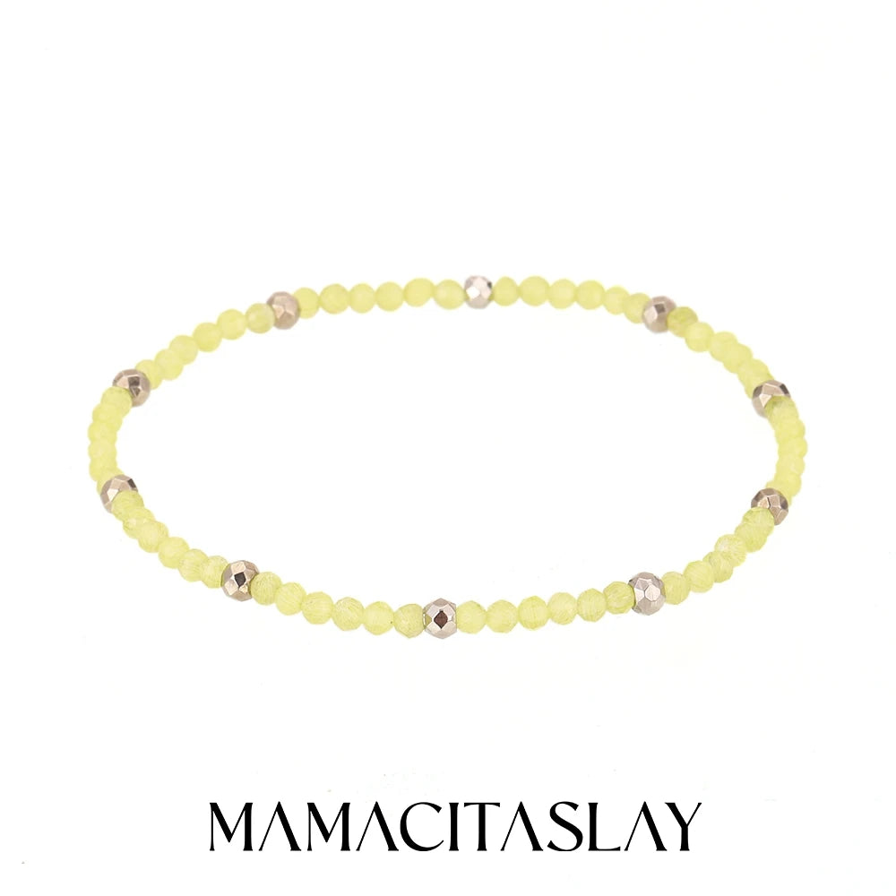 MamacitaSlay 316L Stainless Steel Natural Stone Necklace Elastic Rope Bracelet Handmade Waterproof Jewelry Women's Classic Gift