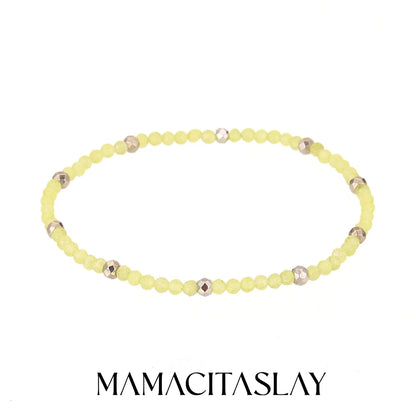 MamacitaSlay 316L Stainless Steel Natural Stone Necklace Elastic Rope Bracelet Handmade Waterproof Jewelry Women's Classic Gift