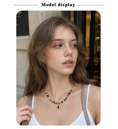 MamacitaSlay 316L Stainless Steel Natural Stone Bead Black Star Necklace 18K Gold Plated Waterproof Jewelry For Women Boho Gifts
