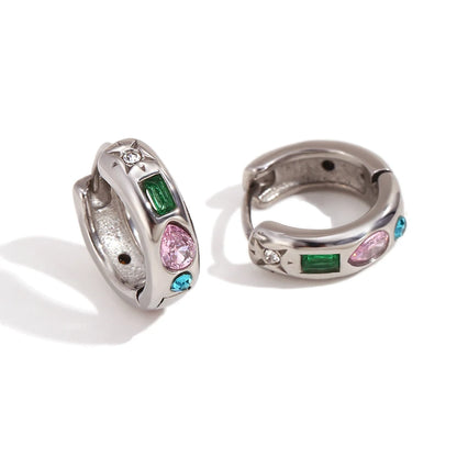 MamacitaSlay Classic Solar Geometric Zircon Bracelets Shiny Zircon Hoop Earrings 2024 Trend Stainless Steel Ring Woman