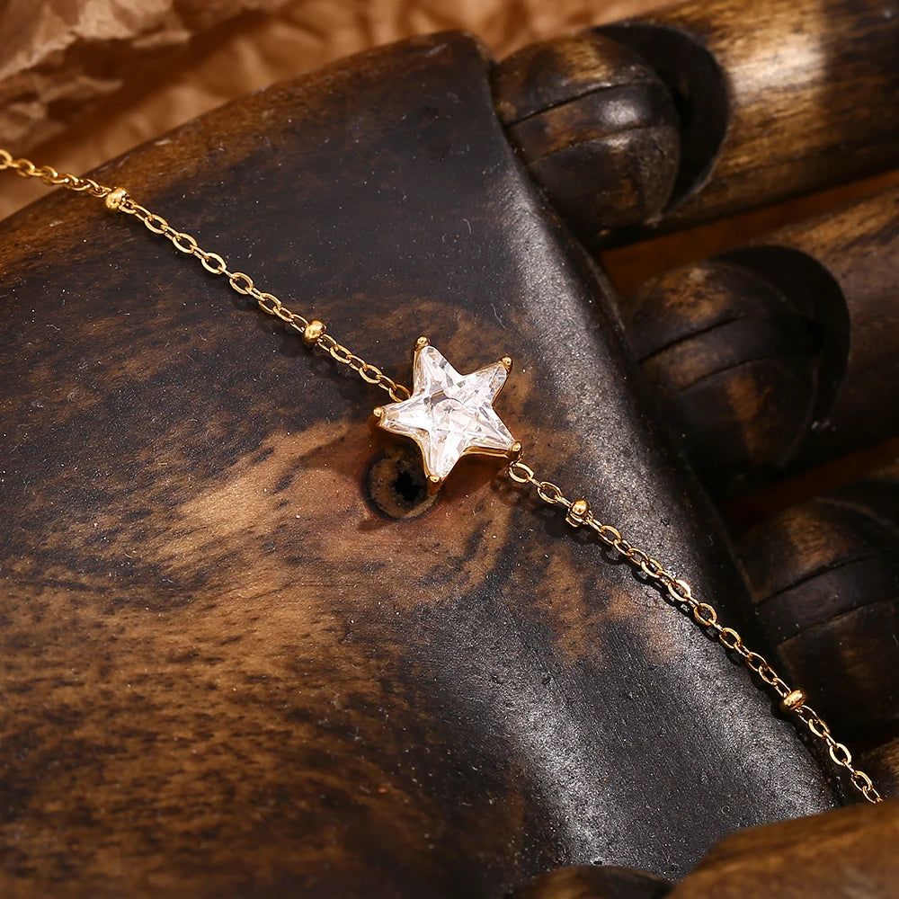 MamacitaSlay Elegant Sparking Star Thin Chain bracelets Tarnish Free Watewrproof stainless steel bracelet Trendy jewelry women