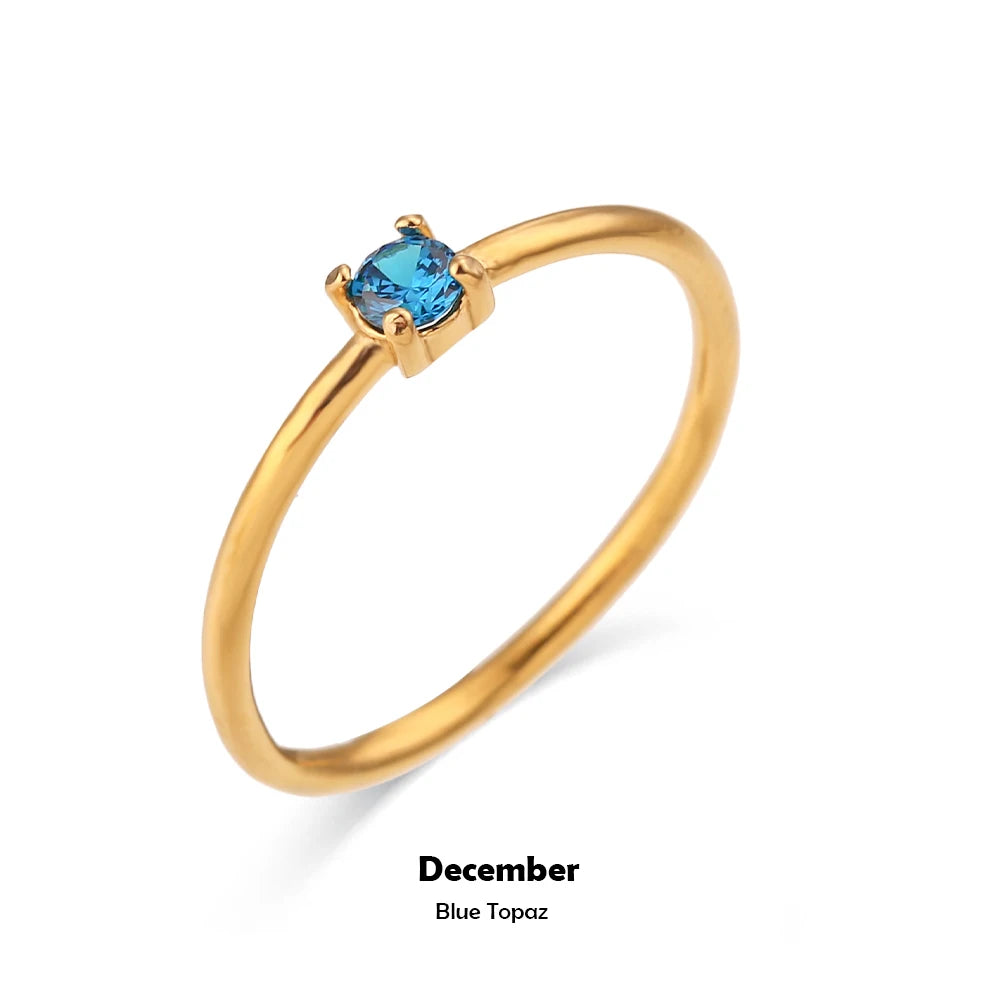 MamacitaSlay Stainless Steel Ring Thin Strip White Zircon Ring Glamorous Women's Classic Waterproof Jewelry High Quality Gifts