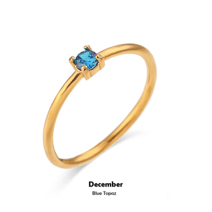 MamacitaSlay Stainless Steel Ring Thin Strip White Zircon Ring Glamorous Women's Classic Waterproof Jewelry High Quality Gifts