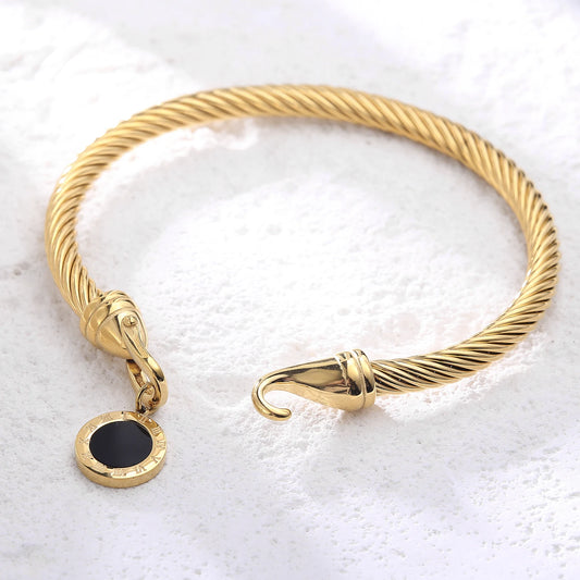 Roman Numeral Bangle with Hook Clasp