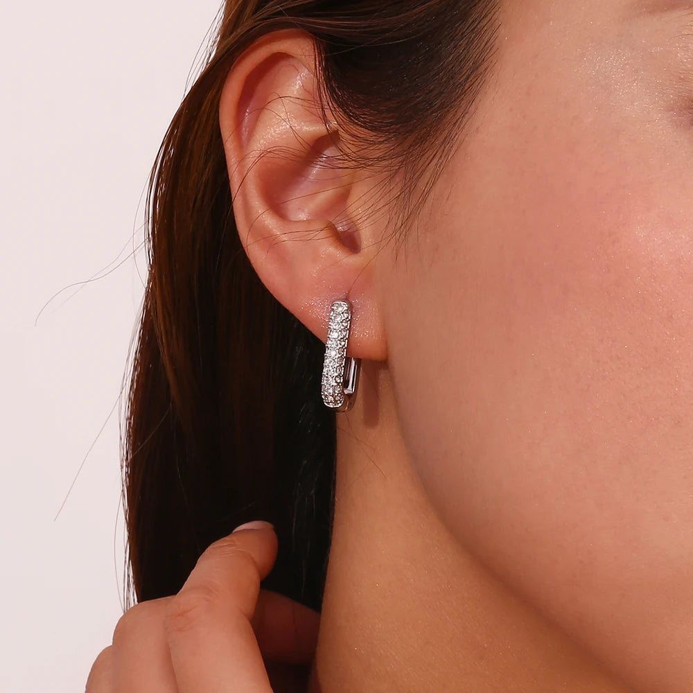 MamacitaSlay 316L Stainless Steel Zircon U Shaped Hoop Earrings 18K Gold Plated Waterproof Minimalist Jewelry For Women Gift
