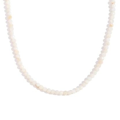 MamacitaSlay Simple 316L Stainless Steel Natural Stone Bead Necklace Waterproof Neck Jewelry Women's Elegant Statement Necklace