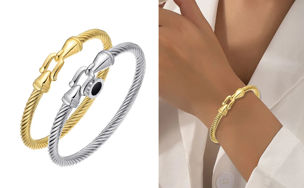Roman Numeral Bangle with Hook Clasp
