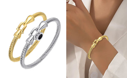 Roman Numeral Bangle with Hook Clasp