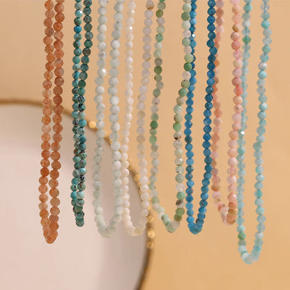 MamacitaSlay Simple 316L Stainless Steel Natural Stone Bead Necklace Waterproof Neck Jewelry Women's Elegant Statement Necklace