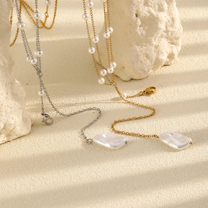 MamacitaSlay 316L Stainless Steel Multilayer Chain Pearl Body Chain 18K Gold Plated Waterproof Jewelry For Bikini Accessories