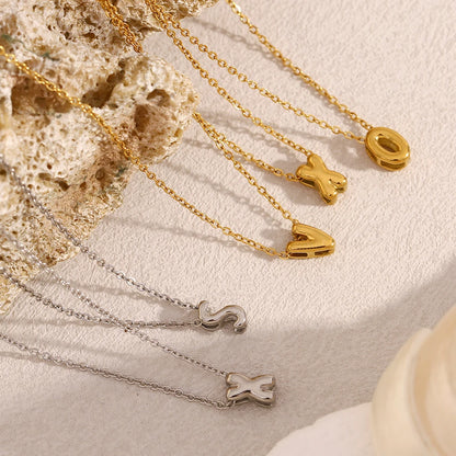 MamacitaSlay 316L Stainless Steel Letter Pendant Necklace Waterproof 18K Gold Plated Neck Jewelry Women's Minimalist Necklace