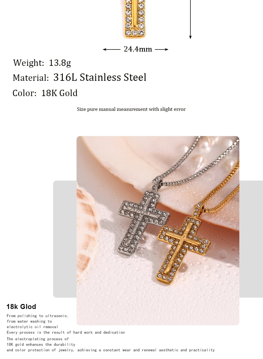 MamacitaSlay Trendy Cross Pendant Necklace Design Waterproof Neck Jewelry Design Waterproof Neck Jewelry Neutral Statement Gift
