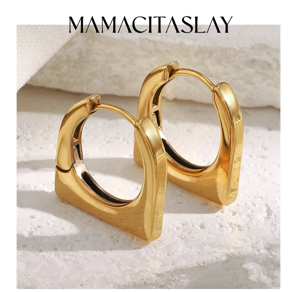MamacitaSlay 316L Stainless Steel Square Hoop Earrings Party Classic Jewelry Women's Minimalist Statement Earrings High Quality