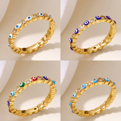 Stainless Steel Evil Eye Finger Ring Lucky Aesthetic Turkish Waterproof