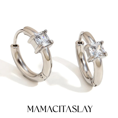 MamacitaSlay 316l Stainless Steel Zircon Hoop Earring 18K Gold Plated Waterproof  Minimalist Jewelry for Women 2026 Trend Gift