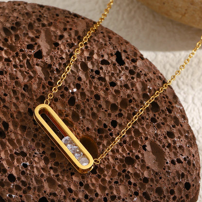 MamacitaSlay 316L Stainless Steel Movable Zircon Rectangular Pendant Waterproof 18K Gold Plated Jewelry Women's Elegant Necklace