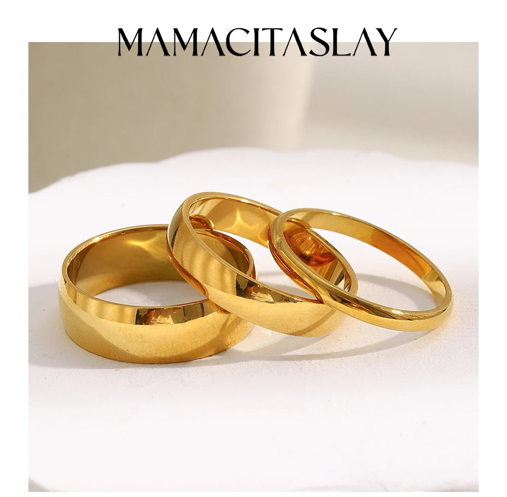 MamacitaSlay 316L Stainless Steel Minimalist Ring 18K Gold Plated Waterproof Jewelry Women Classic High Quality Gifts Ring