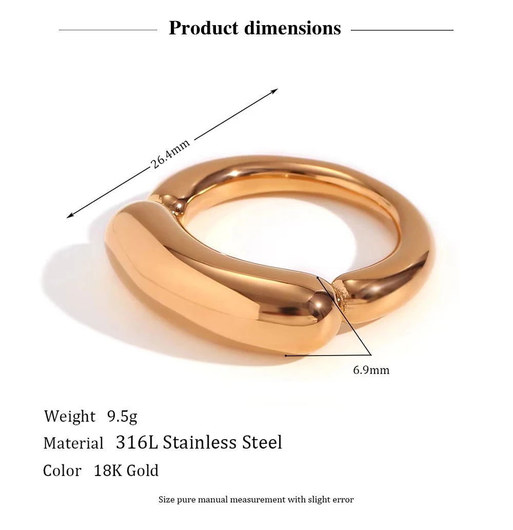 MamacitaSlay 316L Stainless Steel Mixed Color Line Smile Ring 18K Gold Plated Waterproof Jewelry For Women Trendy Daily Wear