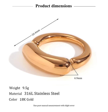 MamacitaSlay 316L Stainless Steel Mixed Color Line Smile Ring 18K Gold Plated Waterproof Jewelry For Women Trendy Daily Wear