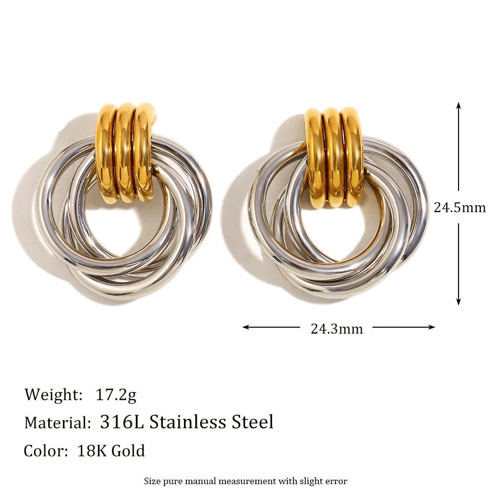 MamacitaSlay Minimalist Stainless Steel Gold Silver Colour Geometric Earrings Women's Waterproof Jewelry High Quality Gift