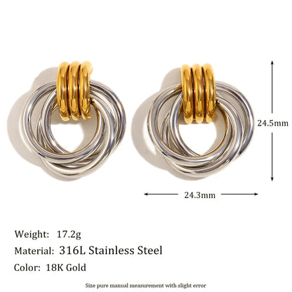 MamacitaSlay Minimalist Stainless Steel Gold Silver Colour Geometric Earrings Women's Waterproof Jewelry High Quality Gift
