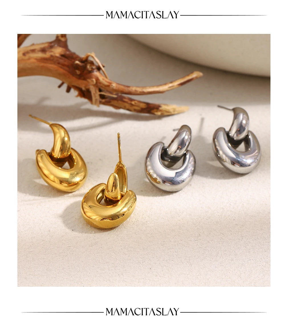 MamacitaSlay 316L Stainless Steel Geometric Earrings Waterproof 18K Gold Plated Jewelry Women's Minimalist Earrings Cute Gifts