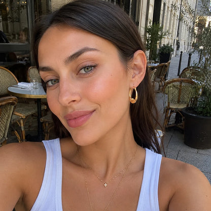 MamacitaSlay 18K Gold Plated Stainless Steel Moon Hoop Earrings Unique Waterproof Jewelry Women's Charm Statement Earrings Gift