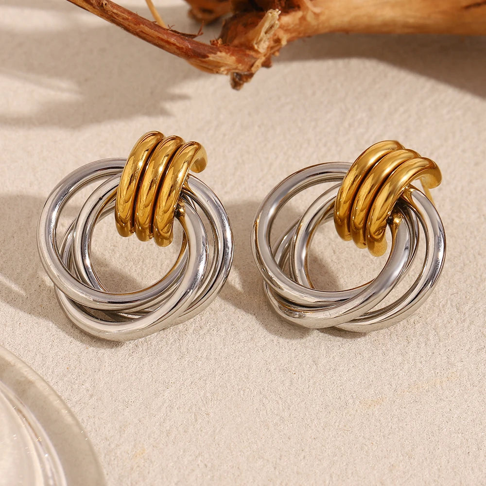 MamacitaSlay Minimalist Stainless Steel Gold Silver Colour Geometric Earrings Women's Waterproof Jewelry High Quality Gift