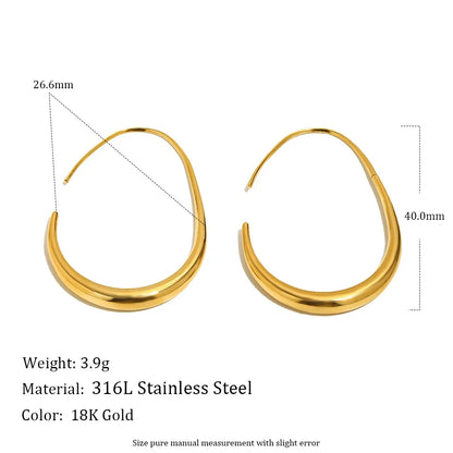MamacitaSlay 316L Stainless Steel Pear Shape Hollow Out Hoop Earrings 18K Gold Plated Waterproof Jewelry Women's Unique Earrings