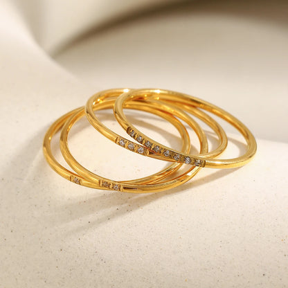 MamacitaSlay 316L Stainless Steel AAA Zircon Slim Stackable Ring Set 18K Gold Plated Minimalist Waterproof Jewelry For Women