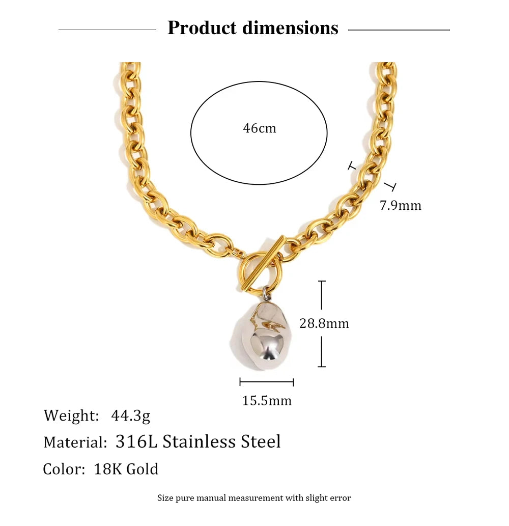 MamacitaSlay 316L Stainless Steel Irregular Pendant Necklace Bracelet Earring Set For Women's Charm Waterproof Jewelry Set Gift