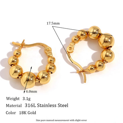 MamacitaSlay Unique Gradient Sized Beads Stainless Steel Earrings Party Waterproof Jewelry Women's Charm Statement Earrings Gift