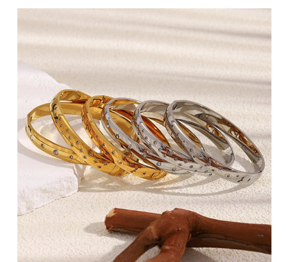 MamacitaSlay 316L Stainless Steel Star Moon Open Bracelet Bracelet 18K Gold Plated Waterproof Jewelry Women's Unique Bracelet