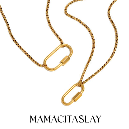 MamacitaSlay Unique 18K Gold Plated Stainless Steel Geometric DIY Necklace Party Waterproof Jewelry Unisex Trendy Neck Chain