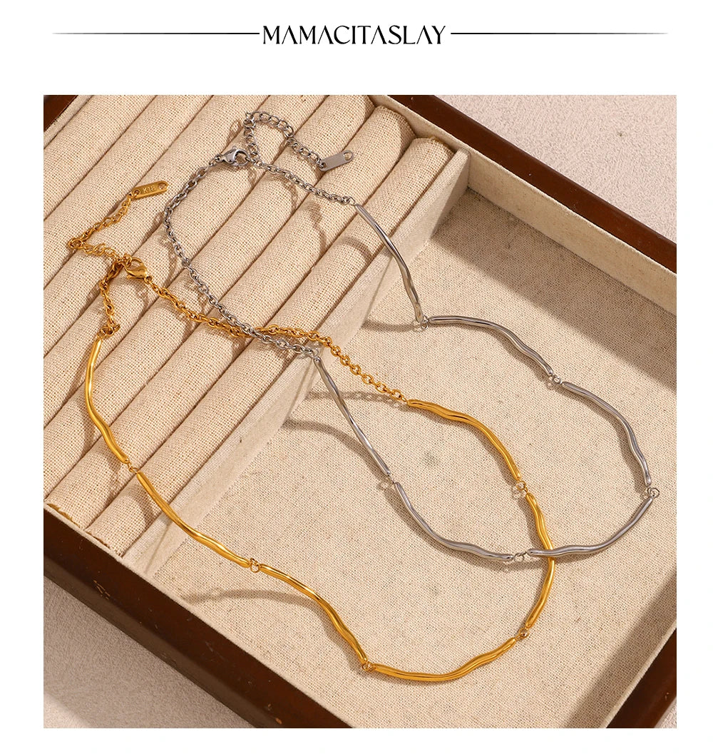 MamacitaSlay Classic 316L Stainless Steel Irregular Necklace Party Waterproof Jewelry Unique Cool Neck Jewelry Neutral Necklace