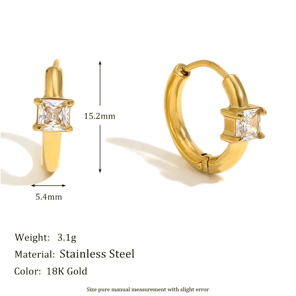 MamacitaSlay 316l Stainless Steel Zircon Hoop Earring 18K Gold Plated Waterproof  Minimalist Jewelry for Women 2026 Trend Gift