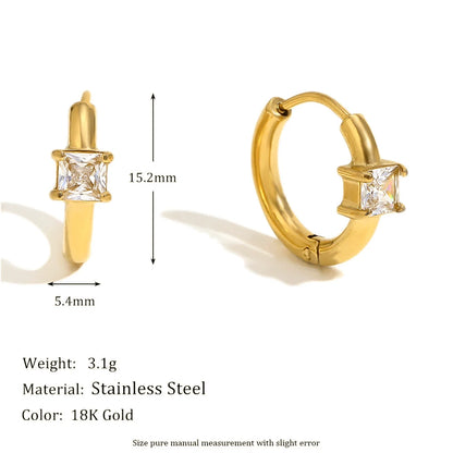 MamacitaSlay 316l Stainless Steel Zircon Hoop Earring 18K Gold Plated Waterproof  Minimalist Jewelry for Women 2026 Trend Gift