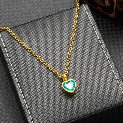 Heart Birthstone Memorial Necklace
