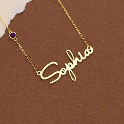 Personalized Birthstone Name Necklace