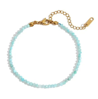 MamacitaSlay Summer 3mm natural stone amazonite Turquoise Jade Larimar Bracelet on the leg Waterproof Anklets jewellery women