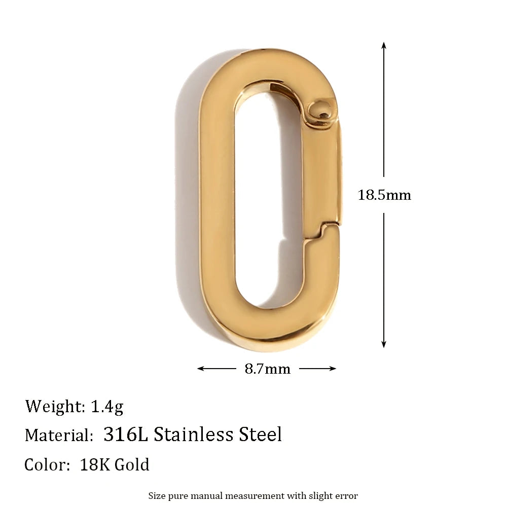 MamacitaSlay 316L Stainless Steel 18K Gold Plated Spring Ring Clasps Oval Carabiner Clasps Jewelry For DIY Bracelet Necklace