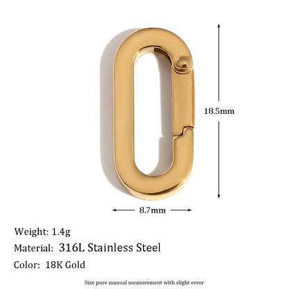 MamacitaSlay 316L Stainless Steel 18K Gold Plated Spring Ring Clasps Oval Carabiner Clasps Jewelry For DIY Bracelet Necklace