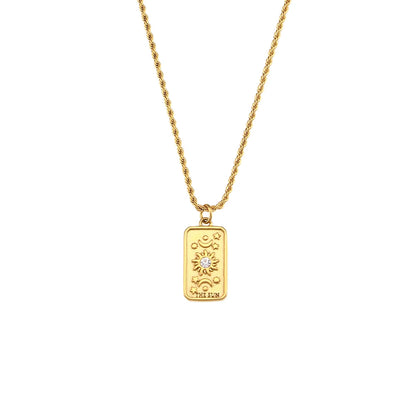 MamacitaSlay 316L Stainless Steel Tarot Card Pendant Necklace 18K Gold Plated Waterproof Neck Jewelry Women's Unique Necklace