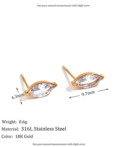 MamacitaSlay Delicate Zircon Flower Crown Horse Eye Stainless Steel Earrings Mini 18K Gold Plated Stud Earrings Fashion Jewelry
