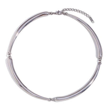 MamitaSlay Cool Hip-hop Four Bamboo Knots Necklace Punk Stainless Steel Jewelry Waterproof Necklaces Woman Trend 2024 Decoration