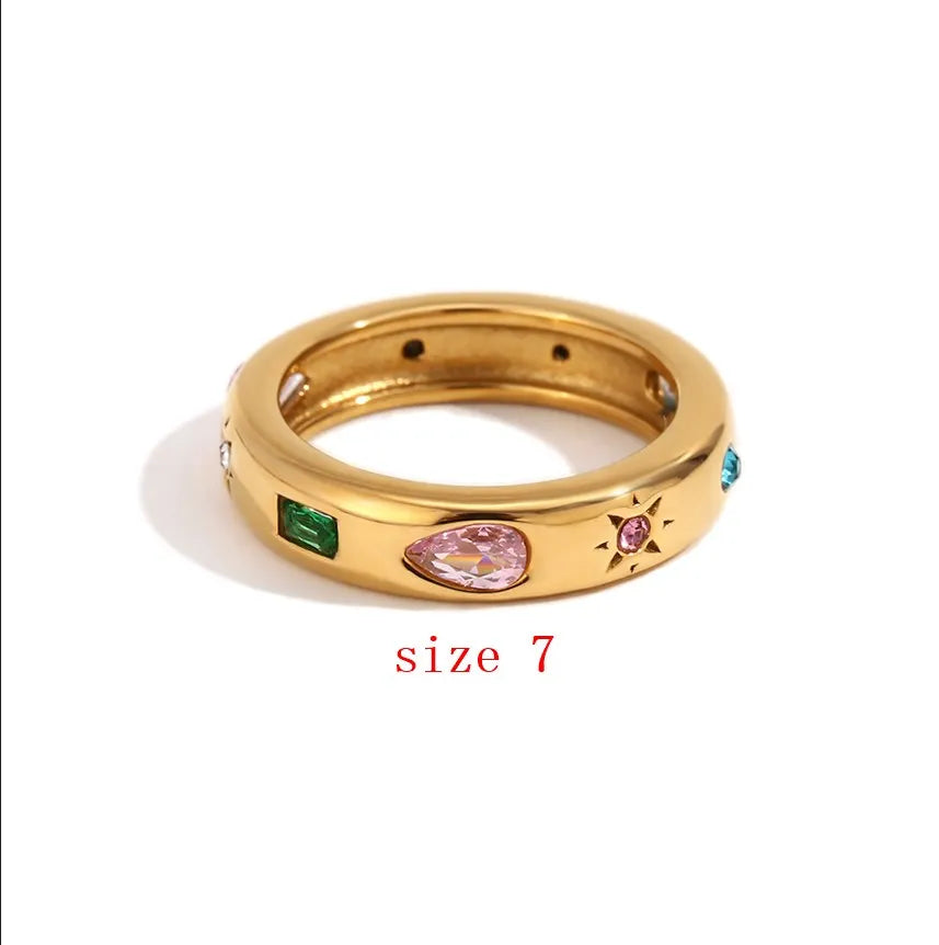 MamacitaSlay Classic Solar Geometric Zircon Bracelets Shiny Zircon Hoop Earrings 2024 Trend Stainless Steel Ring Woman