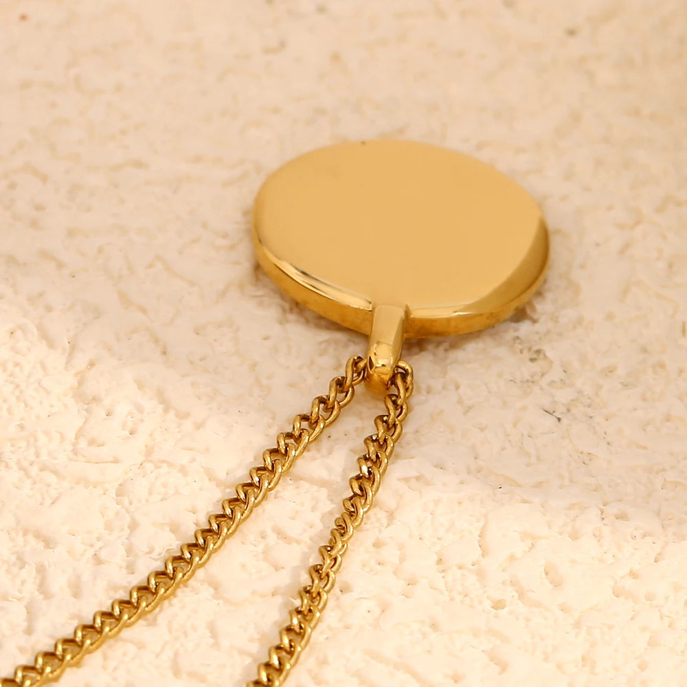 MamacitaSlay Minimalist Stainless Steel Zircon Sun Moon Star Zircon Pendant Necklace Creative Waterproof Jewelry Women's Gift