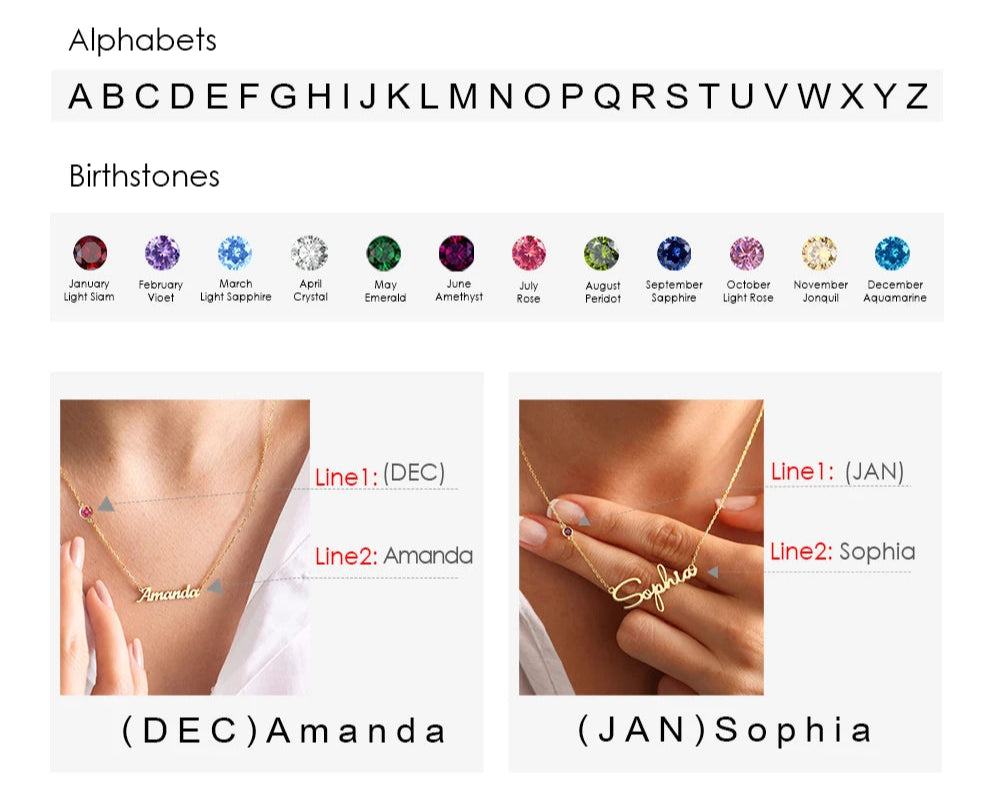 Personalized Birthstone Name Necklace