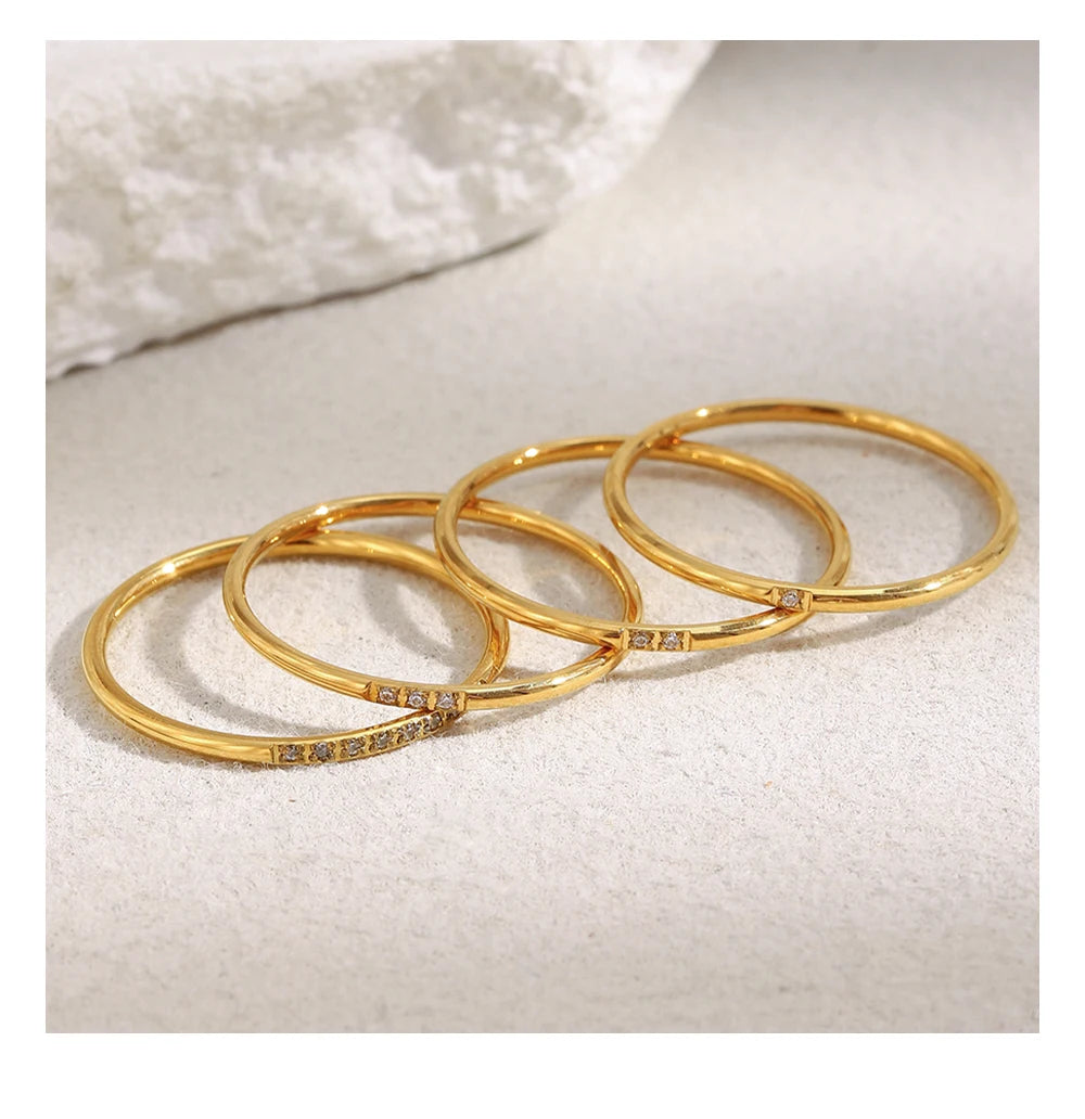 MamacitaSlay 316L Stainless Steel AAA Zircon Slim Stackable Ring Set 18K Gold Plated Minimalist Waterproof Jewelry For Women